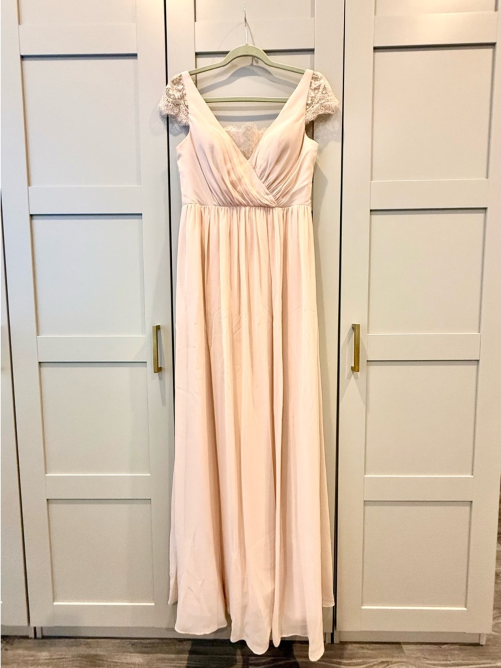 Anthropologie Jenny Yoo Blush Pink Lace Maxi Dress